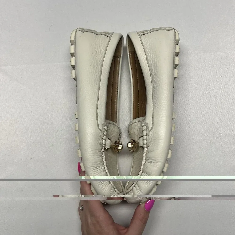Coach White Leather Arlene Loafer Flats Size 8